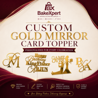 Custom Gold Mirror Card Cake Topper